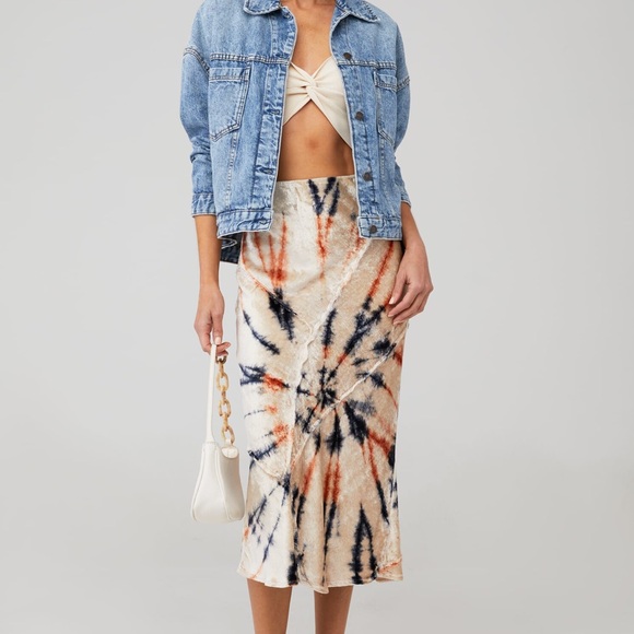 Free People Dresses & Skirts - NWT Free People•Bali Serious Swagger Velvet Tie-Dye Midi Skirt Size XL